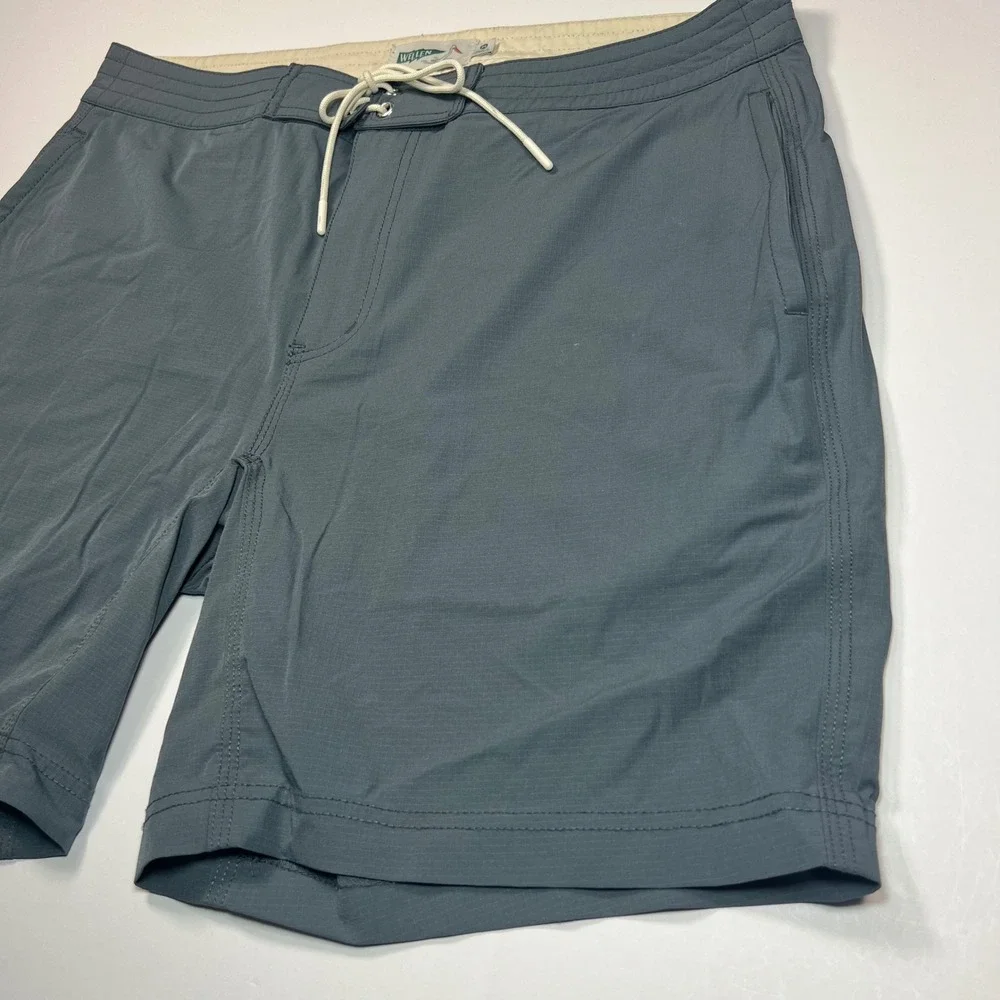 Wellen Board Shorts Mens 34 Slate Blue Ripstop Lace-Up Swim Trunks W-640006